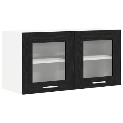 vidaXL Hängeschrank mit Tür Schwarze Eiche und Weiß 80 x 31 x 40 cm