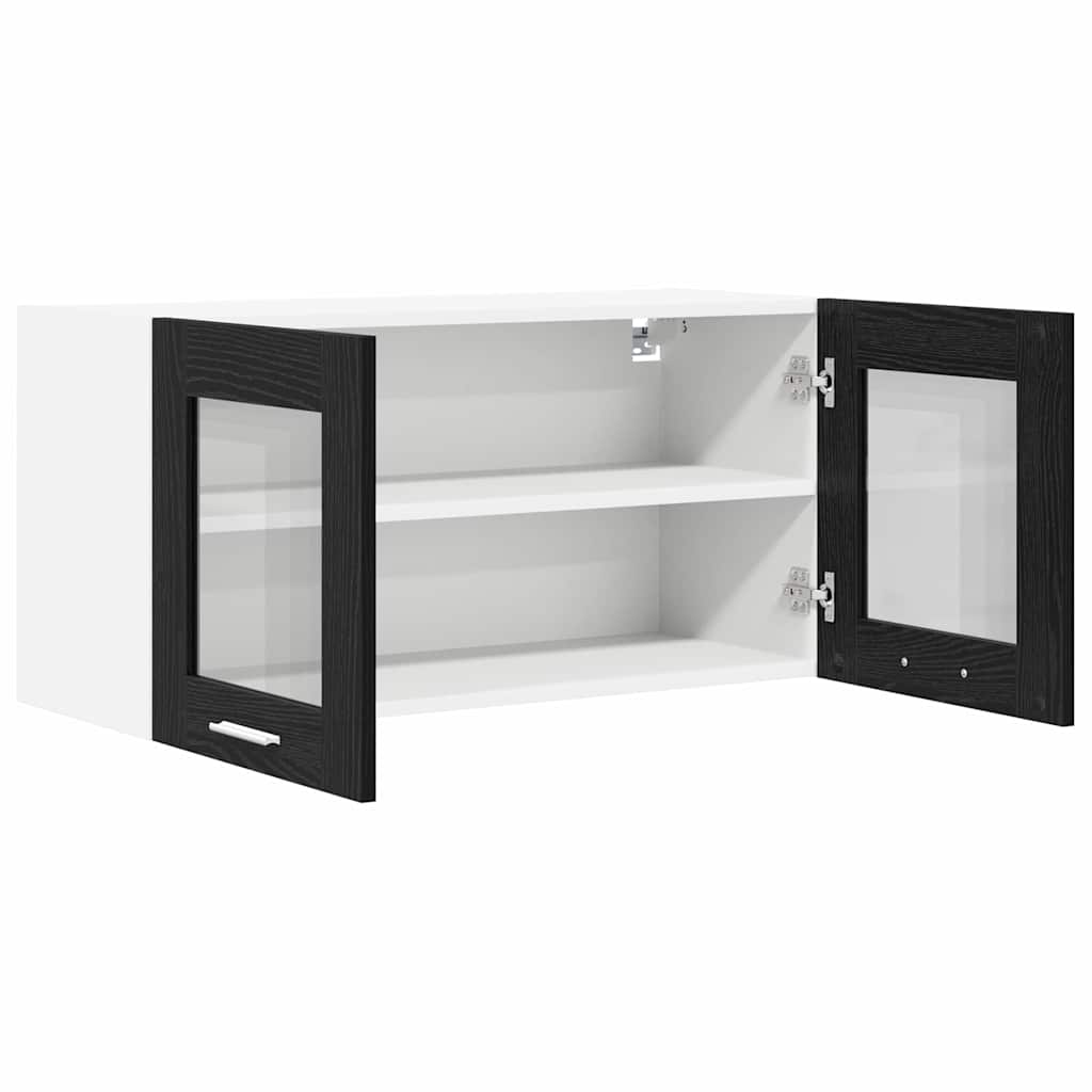 vidaXL Hängeschrank mit Tür Schwarze Eiche und Weiß 80 x 31 x 40 cm