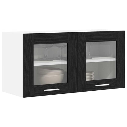 vidaXL Hängeschrank mit Tür Schwarze Eiche und Weiß 80 x 31 x 40 cm