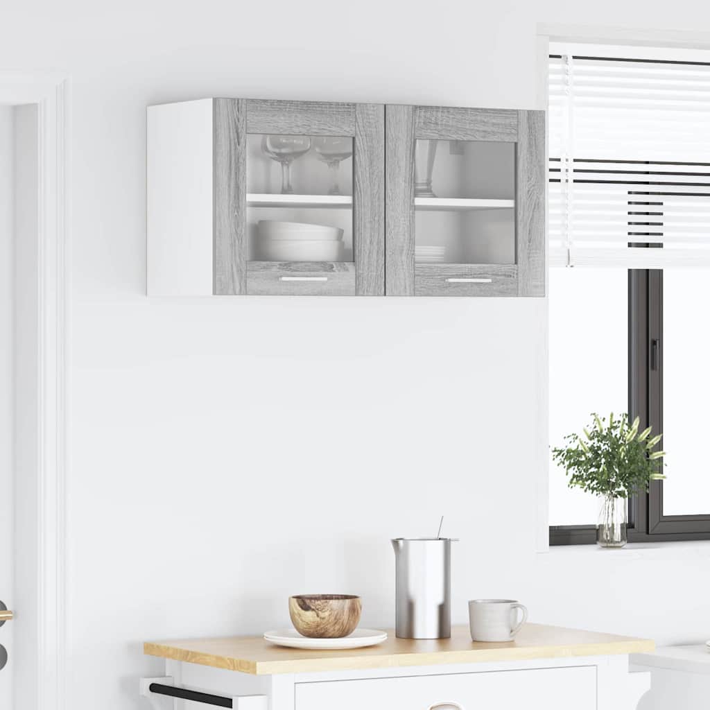 vidaXL Hängeschrank Grau Sonoma und Weiß 80 x 31 x 40 cm Holzwerkstoff