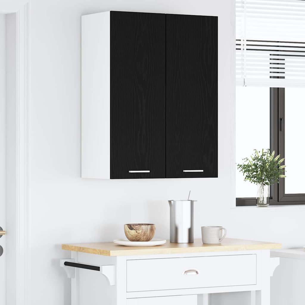 vidaXL Hängeschrank mit Tür Schwarze Eiche und Weiß 30 x 31 x 80 cm