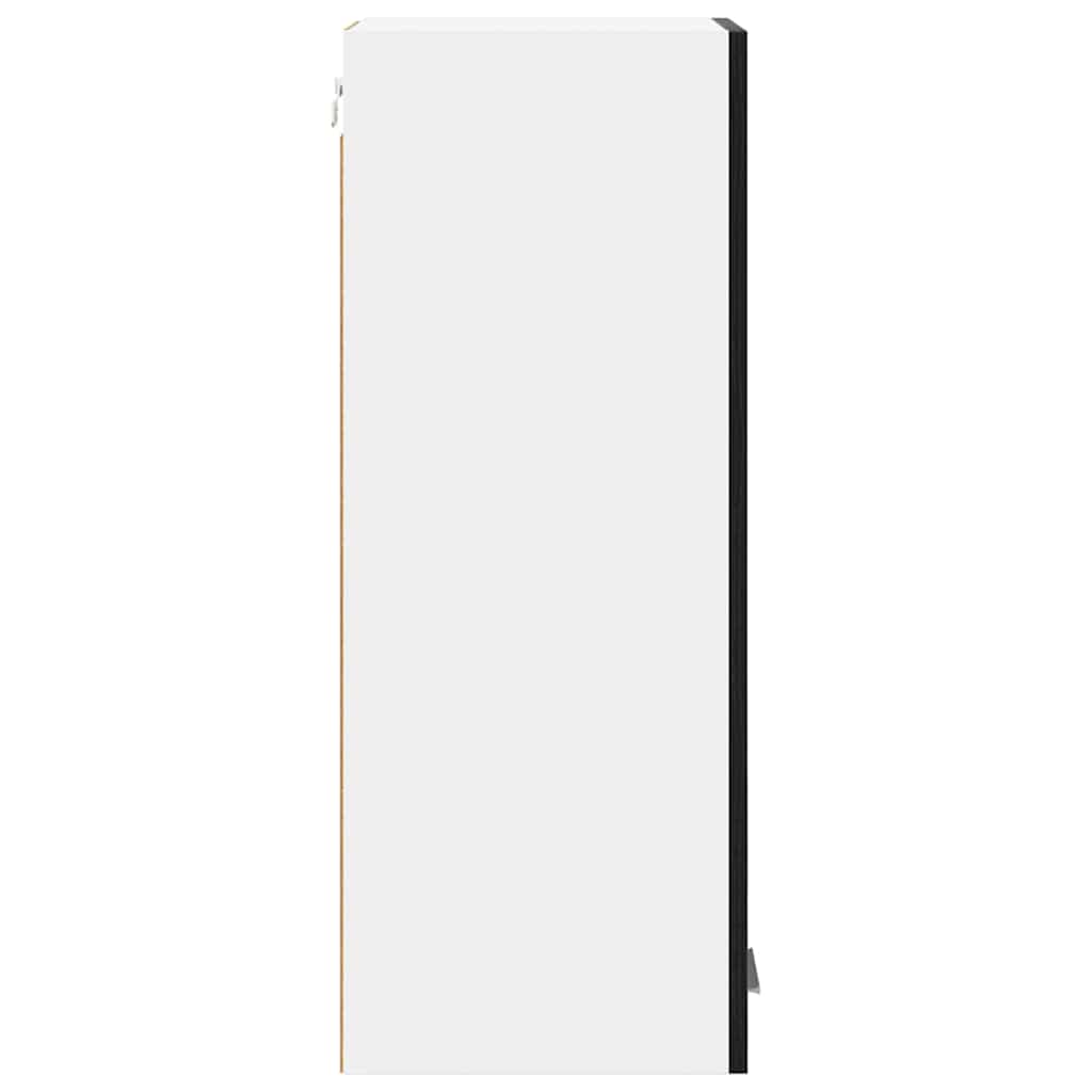 vidaXL Hängeschrank mit Tür Schwarze Eiche und Weiß 30 x 31 x 80 cm