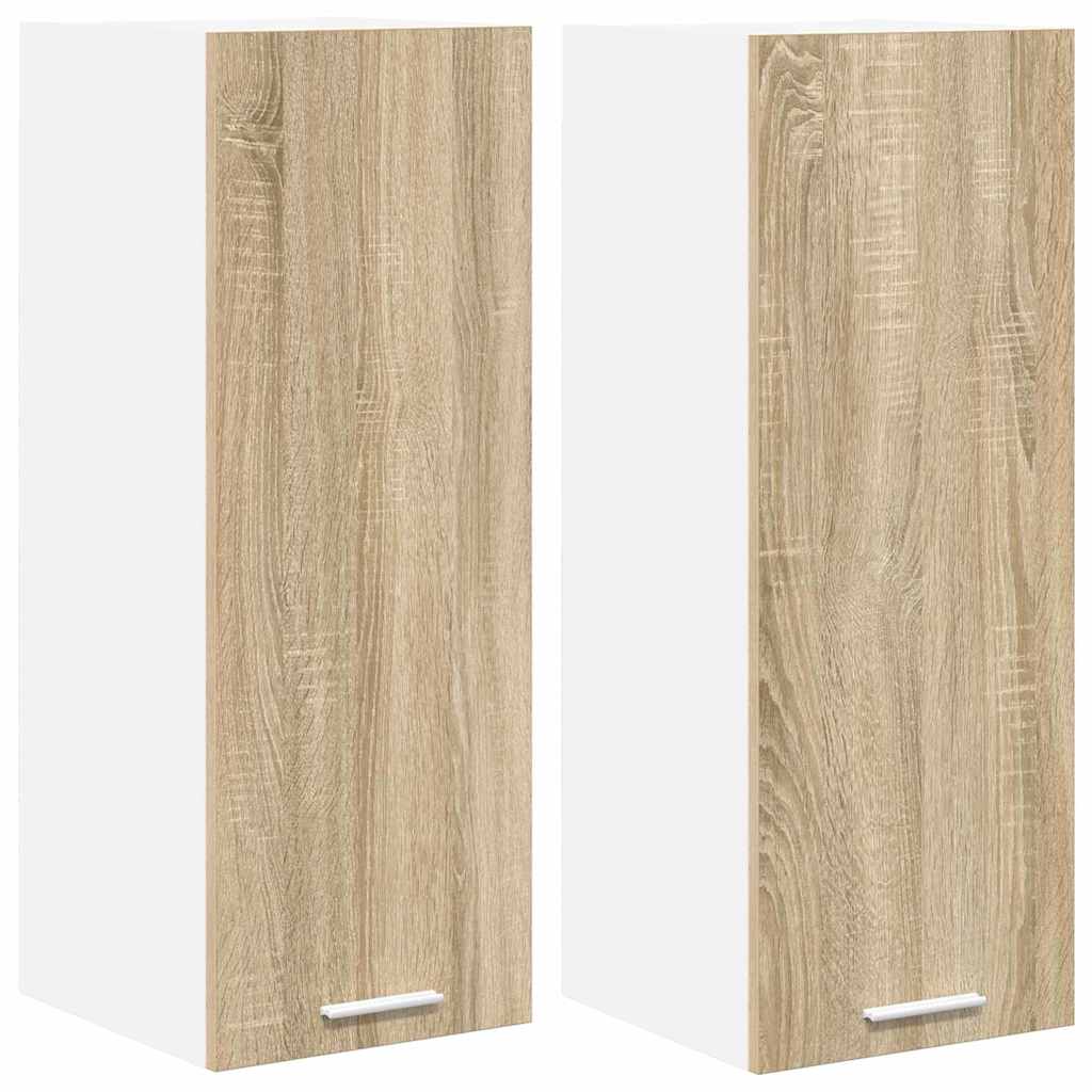 Hängeschrank 2 pcs Sonoma-Eiche und Weiß 30 x 31 x 80 cm