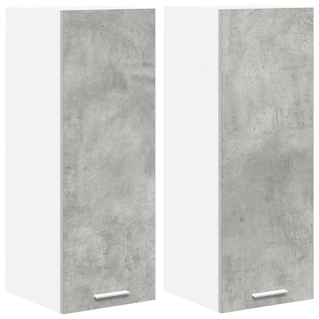 vidaXL Hängeschrank mit Tür 2 pcs Betongrau und Weiß 30 x 31 x 80 cm