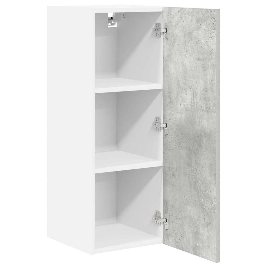 vidaXL Hängeschrank mit Tür 2 pcs Betongrau und Weiß 30 x 31 x 80 cm