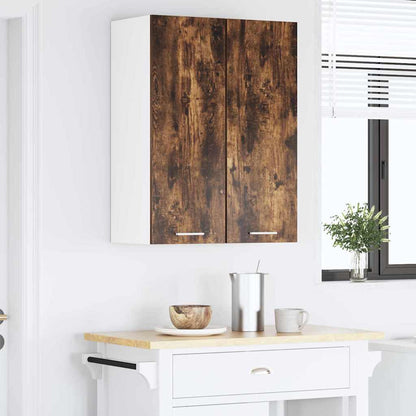 vidaXL Hängeschrank mit Tür Geräucherte Eiche und Weiß 30 x 31 x 80 cm