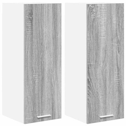 Hängeschrank mit Tür 2 pcs Grau Sonoma und Weiß 30 x 31 x 80 cm