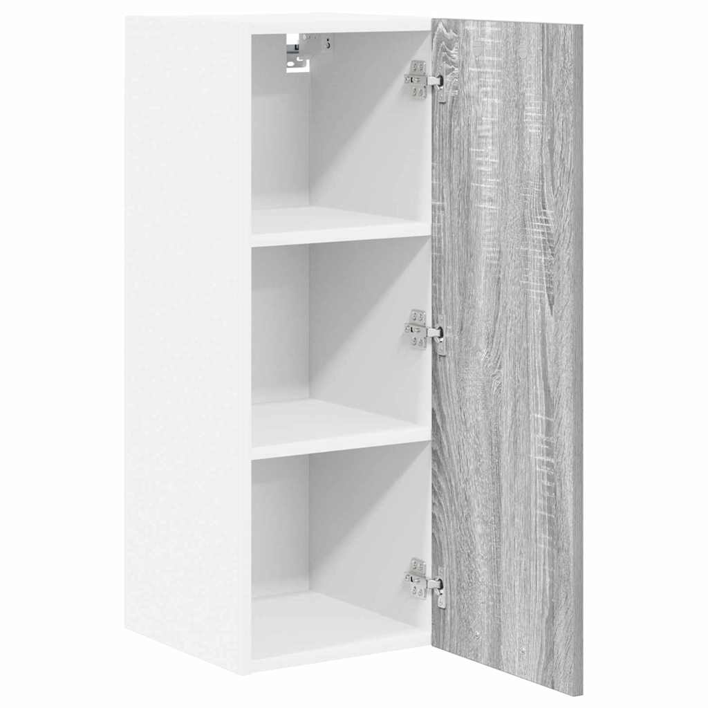 Hängeschrank mit Tür 2 pcs Grau Sonoma und Weiß 30 x 31 x 80 cm