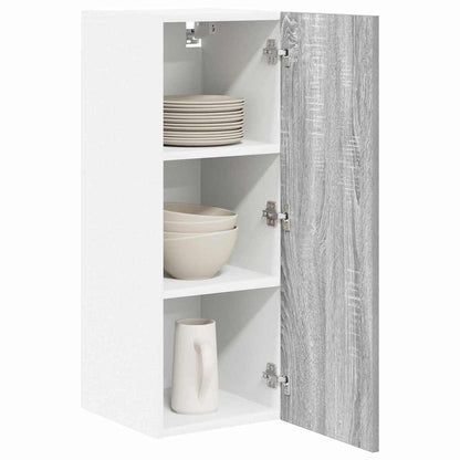 Hängeschrank mit Tür 2 pcs Grau Sonoma und Weiß 30 x 31 x 80 cm