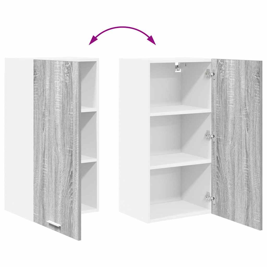 vidaXL Hängeschrank Grau Sonoma und Weiß 40 x 31 x 80 cm Holzwerkstoff
