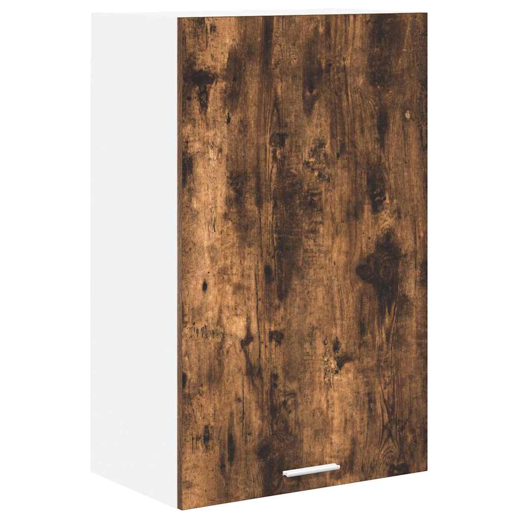 vidaXL Hängeschrank mit Tür Geräucherte Eiche und Weiß 50 x 31 x 80 cm