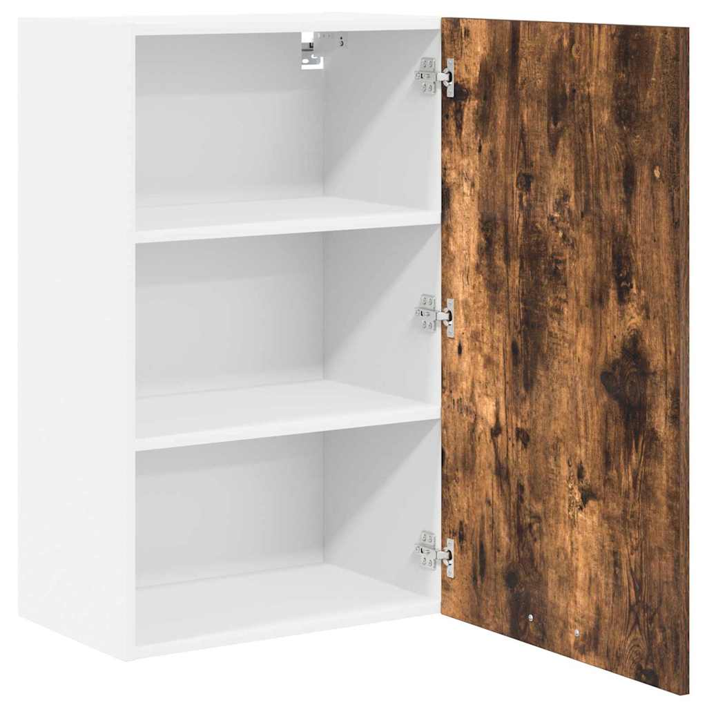 vidaXL Hängeschrank mit Tür Geräucherte Eiche und Weiß 50 x 31 x 80 cm