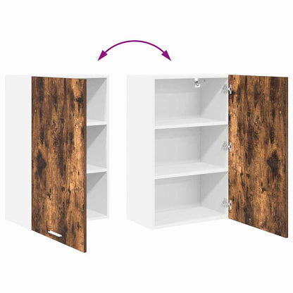 vidaXL Hängeschrank mit Tür Geräucherte Eiche und Weiß 50 x 31 x 80 cm