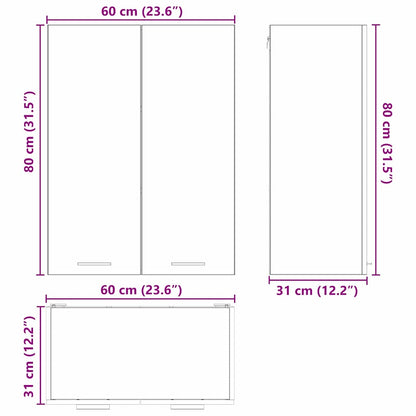 vidaXL Hängeschrank Artisan-Eiche 60 x 31 x 80 cm Holzwerkstoff