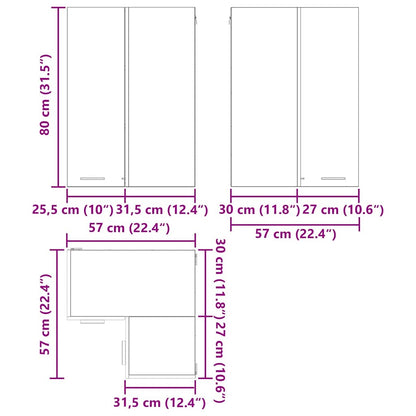 vidaXL Hängeschrank Schwarze Eiche und Weiß 57 x 57 x 80 cm