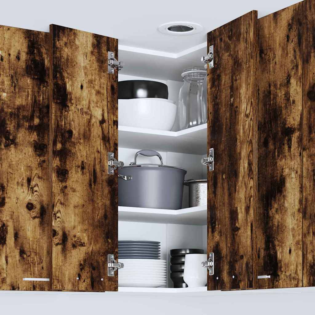 vidaXL Hängeschrank Geräucherte Eiche und Weiß 57 x 57 x 80 cm