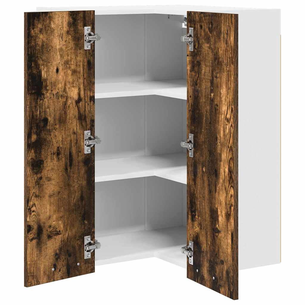vidaXL Hängeschrank Geräucherte Eiche und Weiß 57 x 57 x 80 cm