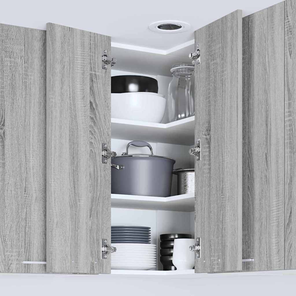 vidaXL Hängeschrank Grau Sonoma und Weiß 57 x 57 x 80 cm Holzwerkstoff