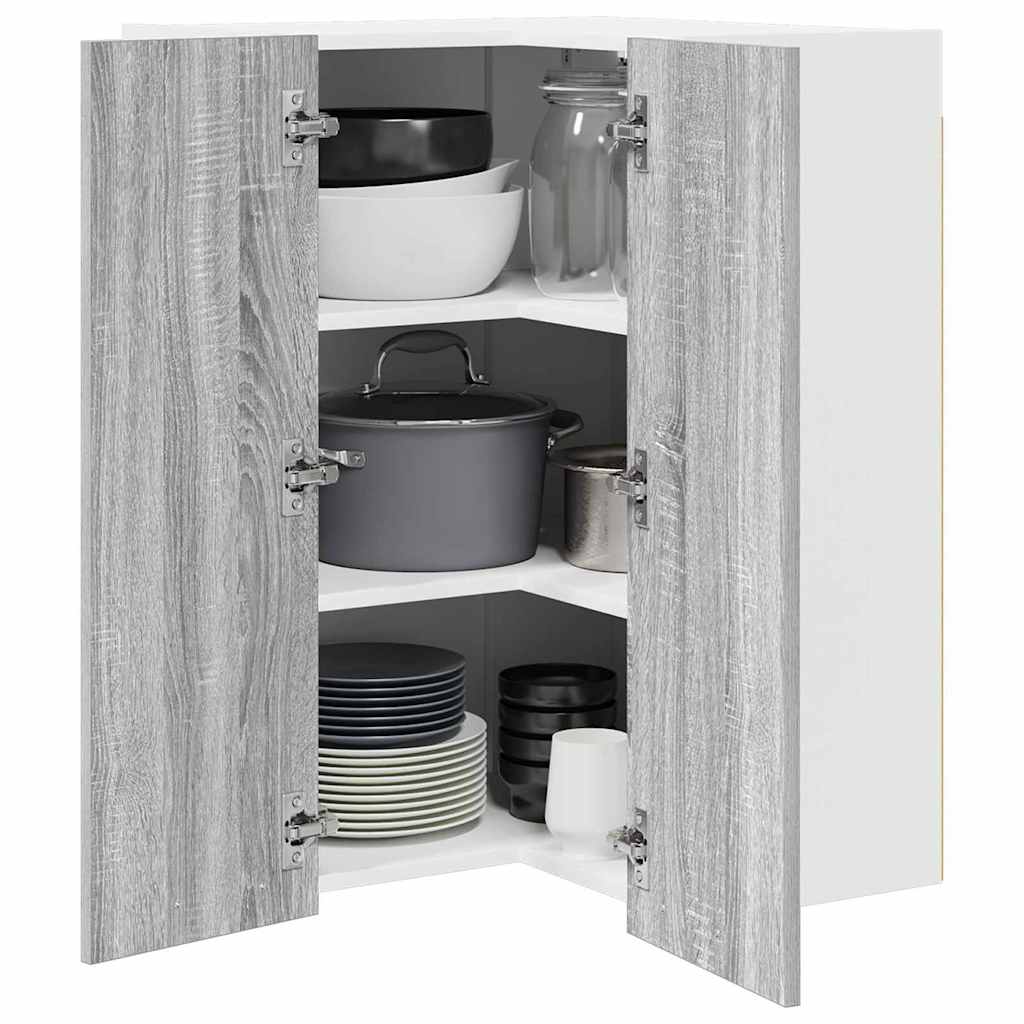 vidaXL Hängeschrank Grau Sonoma und Weiß 57 x 57 x 80 cm Holzwerkstoff