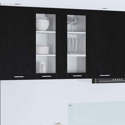 Hängeschrank mit Tür 2 pcs Schwarz Eichen-Optik 40 x 31 x 80 cm