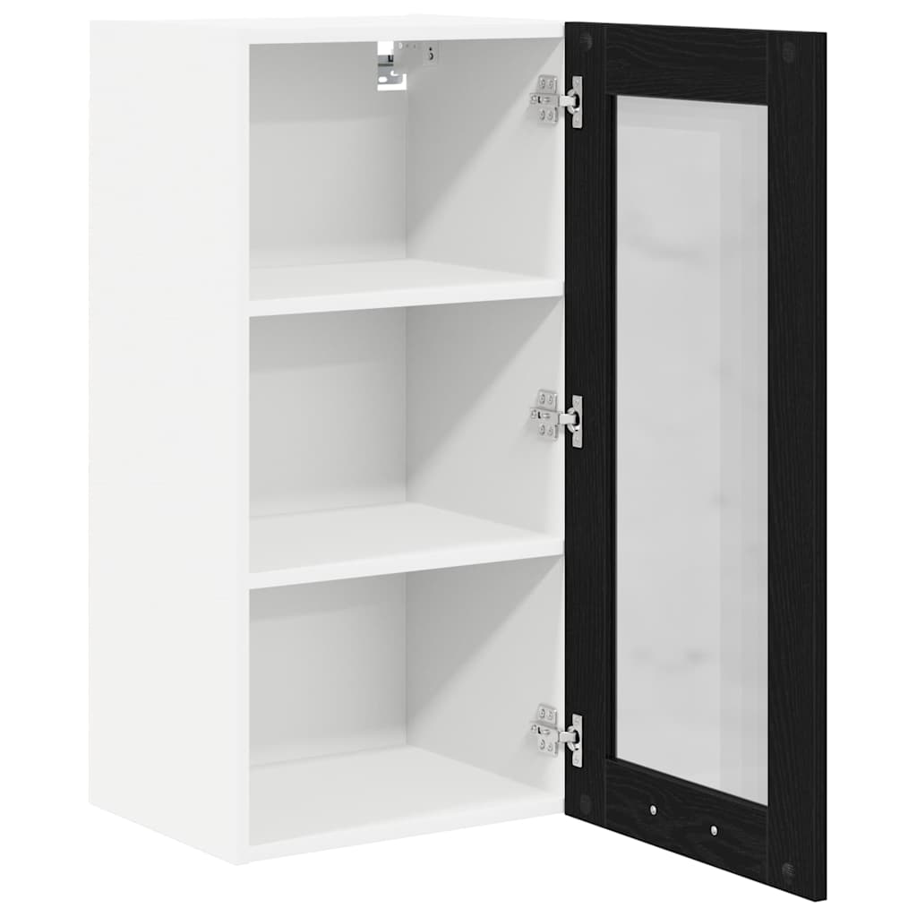 Hängeschrank mit Tür 2 pcs Schwarz Eichen-Optik 40 x 31 x 80 cm
