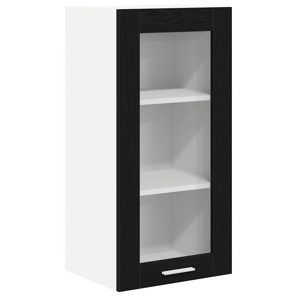 Hängeschrank mit Tür 2 pcs Schwarz Eichen-Optik 40 x 31 x 80 cm