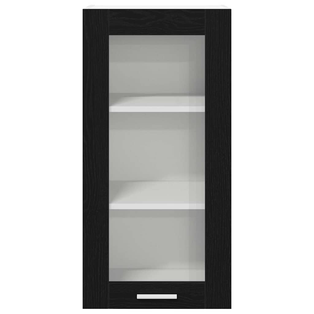 Hängeschrank mit Tür 2 pcs Schwarz Eichen-Optik 40 x 31 x 80 cm