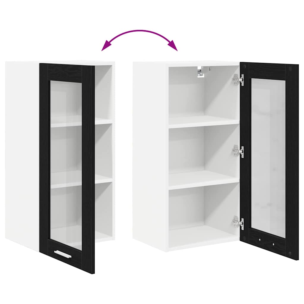 vidaXL Hängeschrank mit Tür 2 pcs Schwarz Eichen-Optik 40 x 31 x 80 cm