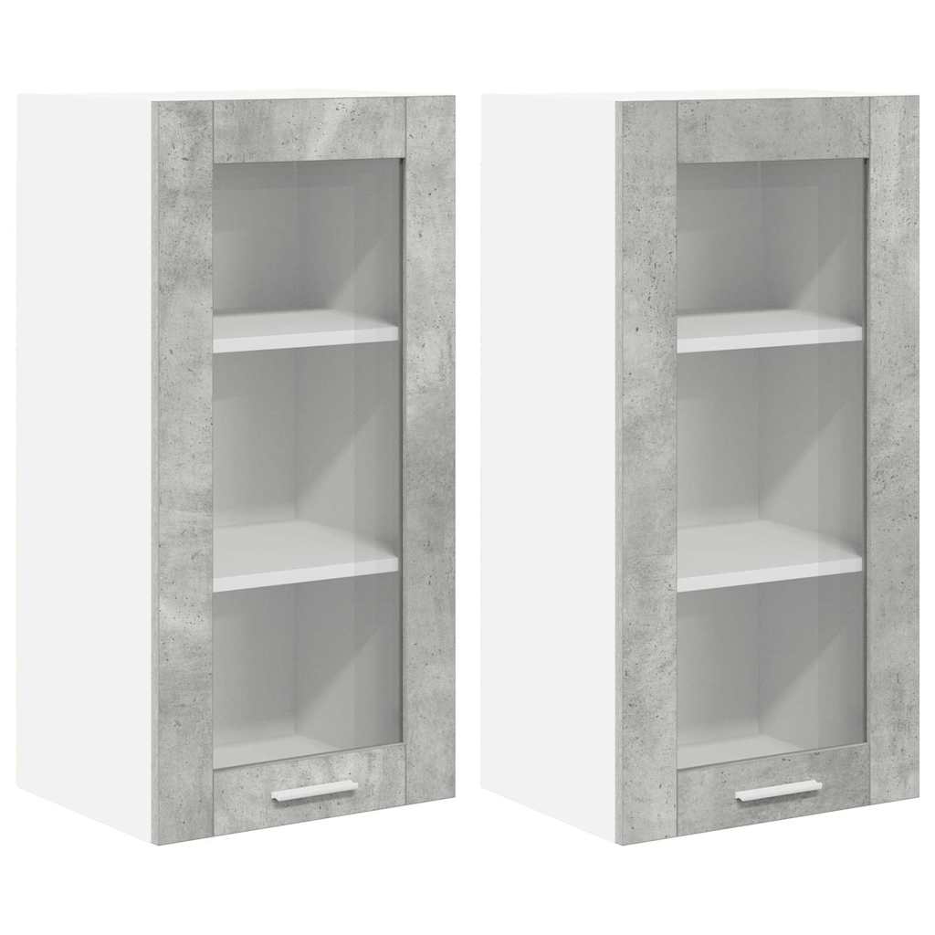 vidaXL Hängeschrank 2 pcs Beton Grau 40 x 31 x 80 cm Holzwerkstoff