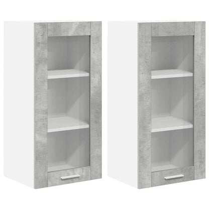 vidaXL Hängeschrank 2 pcs Beton Grau 40 x 31 x 80 cm Holzwerkstoff