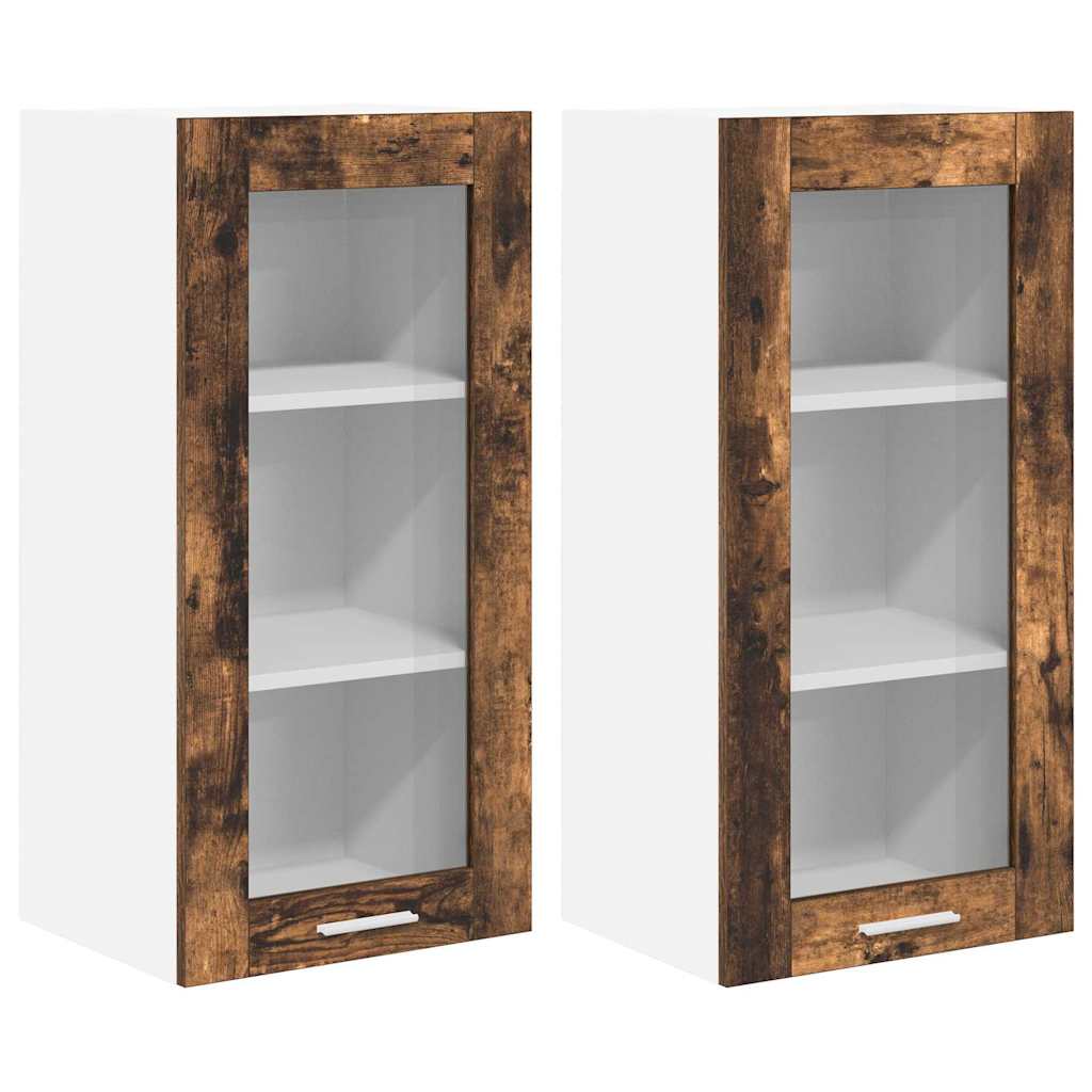 Hängeschrank mit Tür 2 pcs Geräucherte Eiche 40 x 31 x 80 cm
