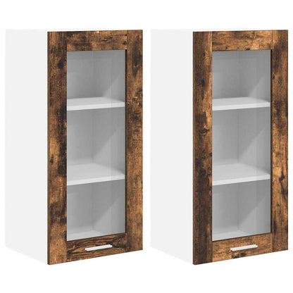 Hängeschrank mit Tür 2 pcs Geräucherte Eiche 40 x 31 x 80 cm