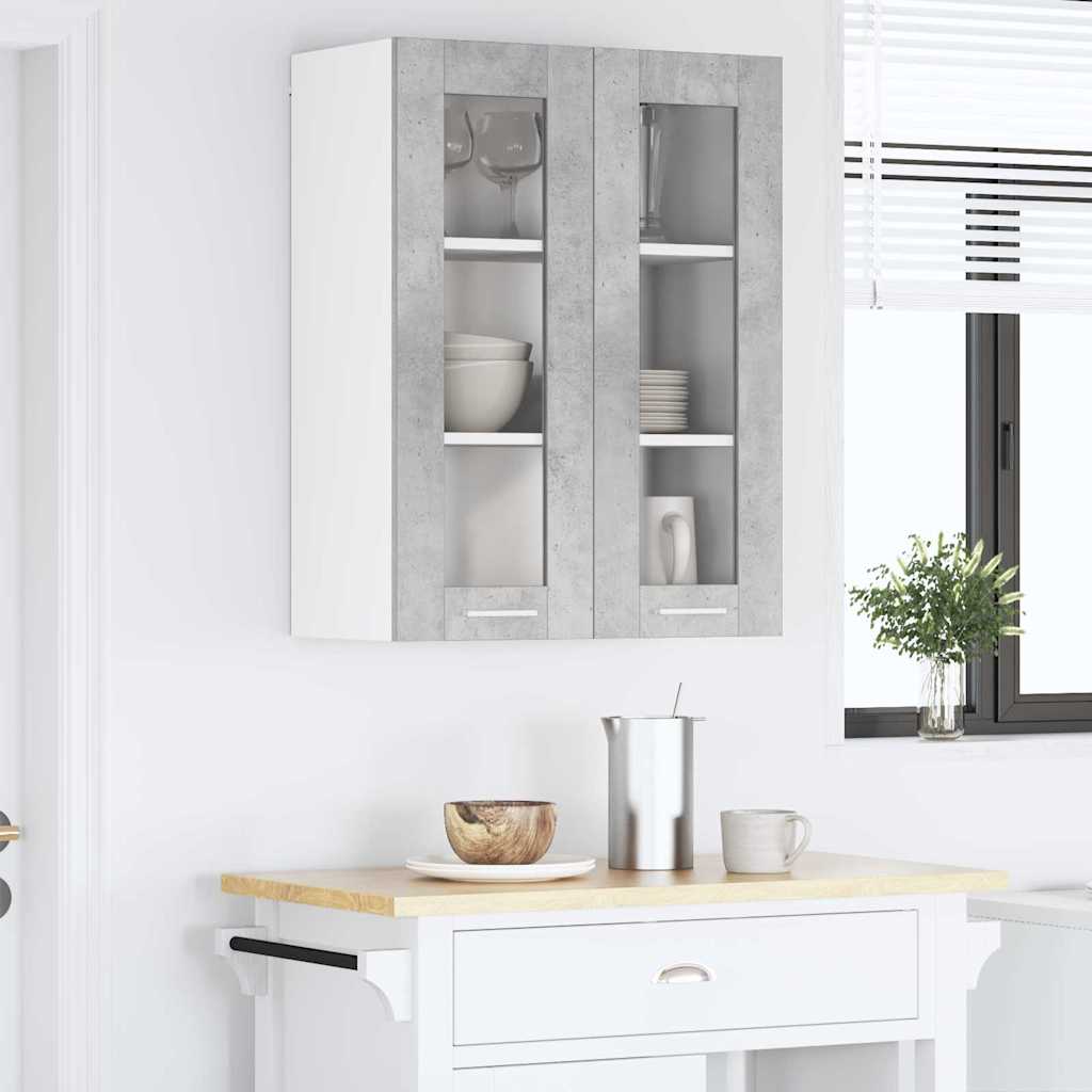 vidaXL Hängeschrank mit Tür Beton Grau 60 x 31 x 80 cm Holzwerkstoff