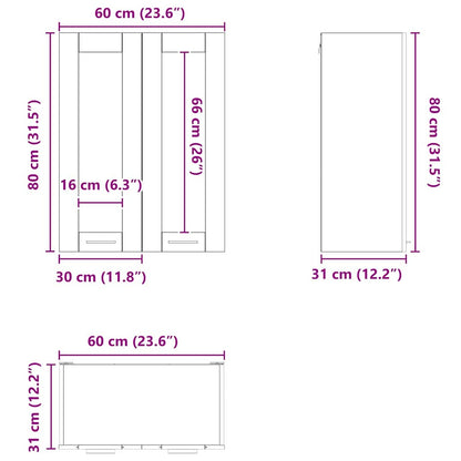 vidaXL Hängeschrank Geräucherte Eiche 60 x 31 x 80 cm Holzwerkstoff