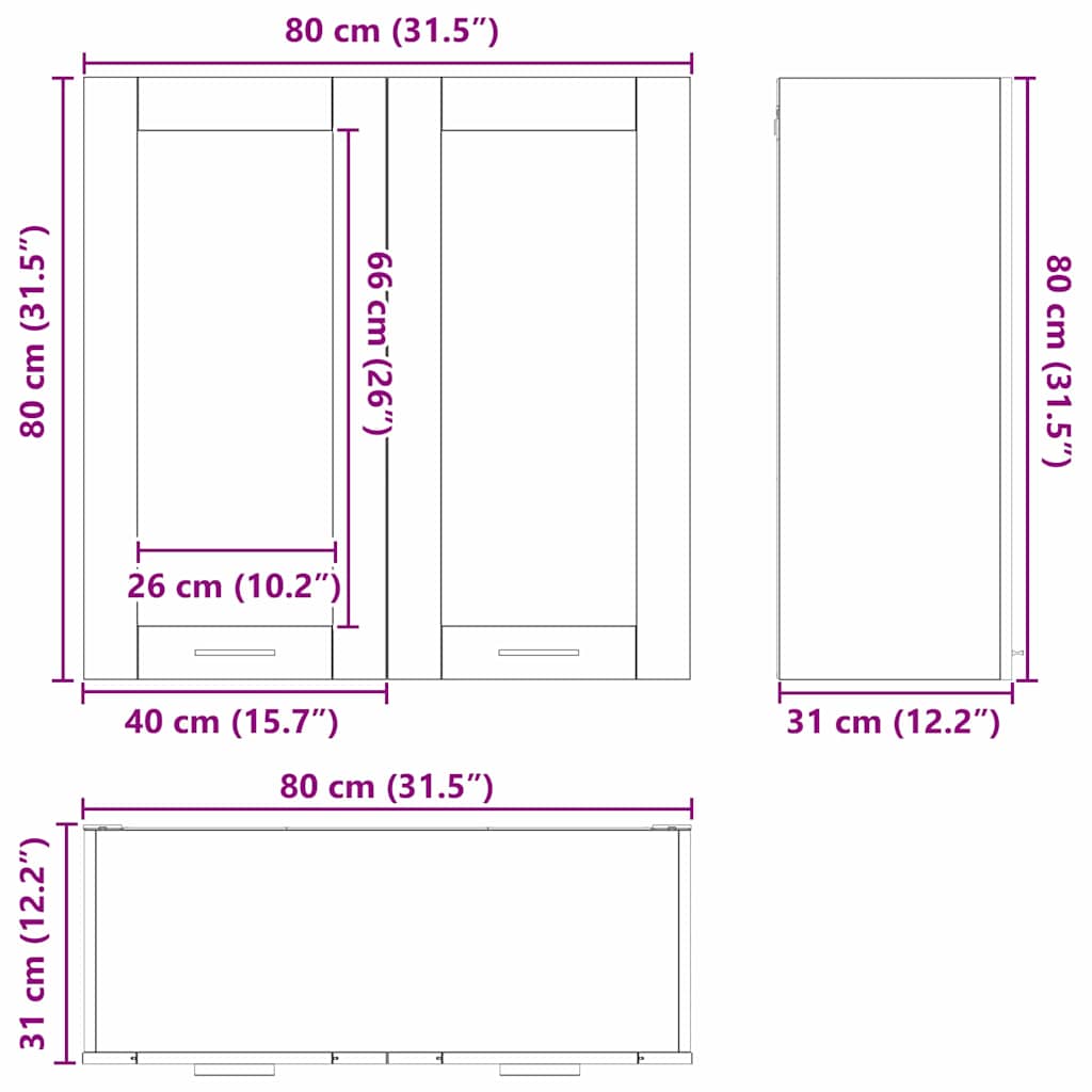 vidaXL Hängeschrank Artisan-Eiche 80 x 31 x 80 cm Holzwerkstoff