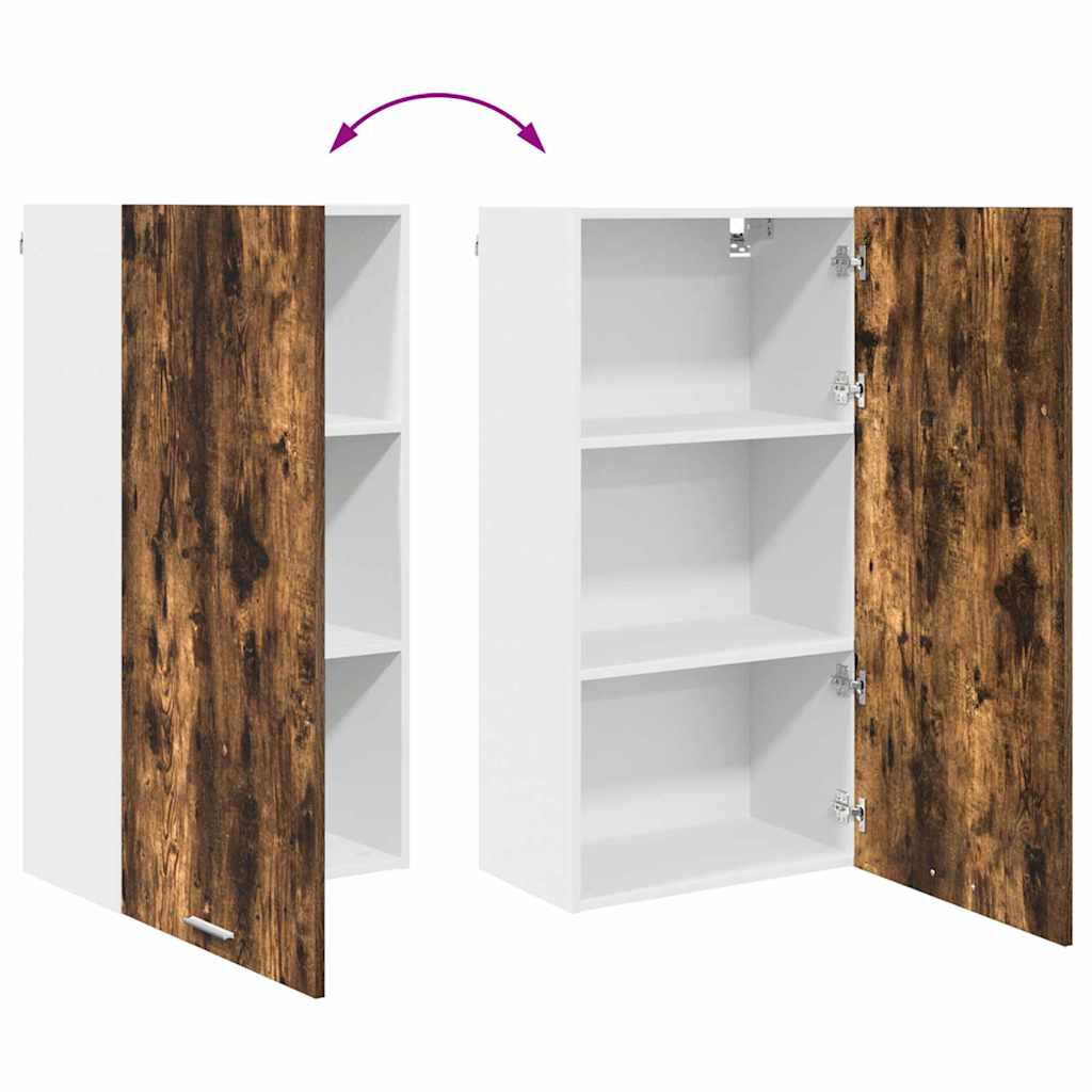 vidaXL Meuble haut Chêne fumé et blanc 50 x 31 x 100 cm