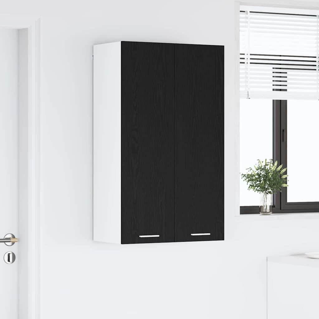 vidaXL Meuble haut de rangement noir aspect chêne 60 x 31 x 100 cm
