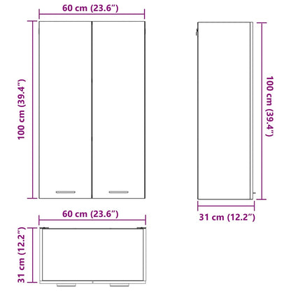 vidaXL Hängeschrank mit Tür Beton Grau 60 x 31 x 100 cm Holzwerkstoff