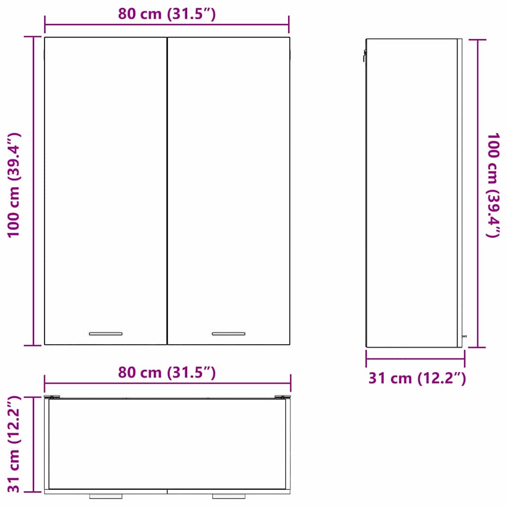 vidaXL Hängeschrank Geräucherte Eiche 80 x 31 x 100 cm Holzwerkstoff