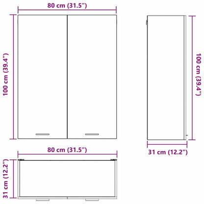 vidaXL Hängeschrank Graues Sonoma 80 x 31 x 100 cm Holzwerkstoff