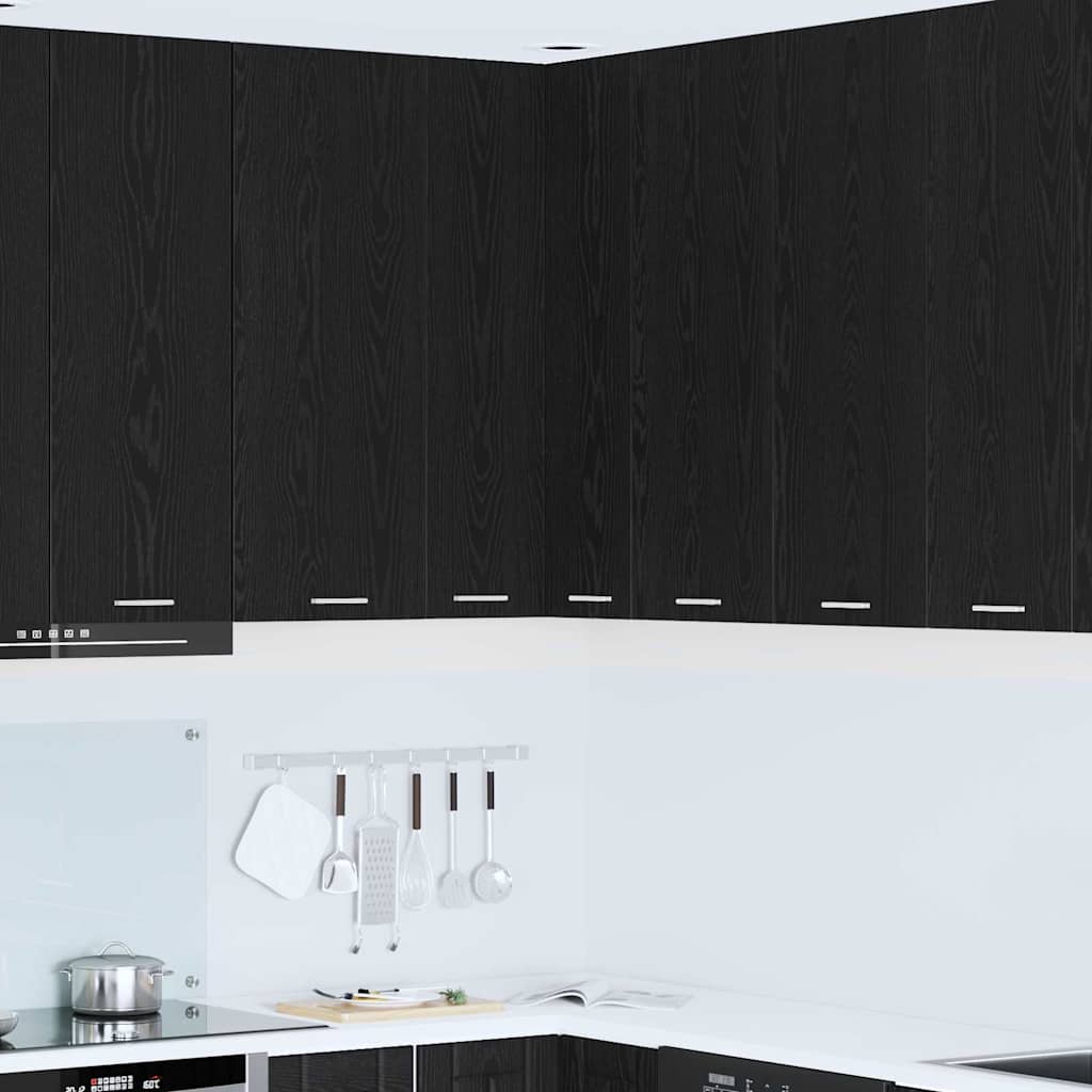 vidaXL Hängeschrank mit Tür Schwarze Eiche und Weiß 57 x 57 x 100 cm