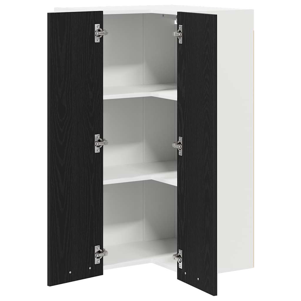 vidaXL Hängeschrank mit Tür Schwarze Eiche und Weiß 57 x 57 x 100 cm