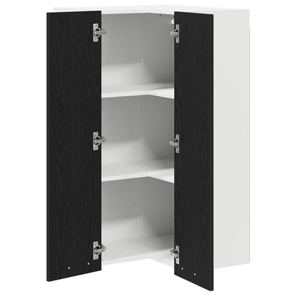 vidaXL Hängeschrank mit Tür Schwarze Eiche und Weiß 57 x 57 x 100 cm