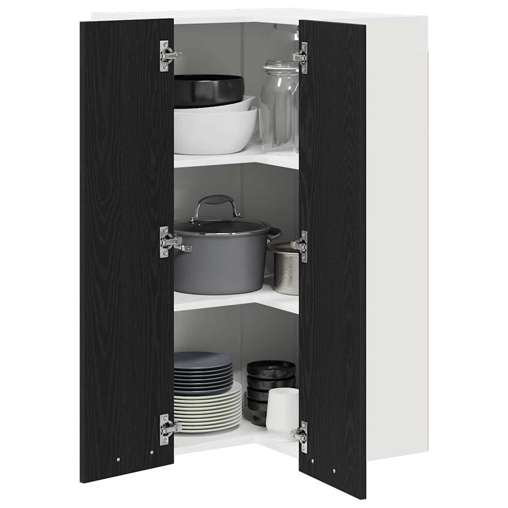 vidaXL Hängeschrank mit Tür Schwarze Eiche und Weiß 57 x 57 x 100 cm