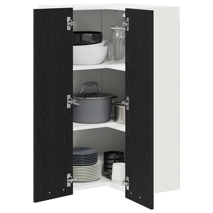 vidaXL Hängeschrank mit Tür Schwarze Eiche und Weiß 57 x 57 x 100 cm