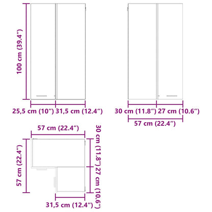 vidaXL Hängeschrank Altes Holz und Weiß 57 x 57 x 100 cm Holzwerkstoff
