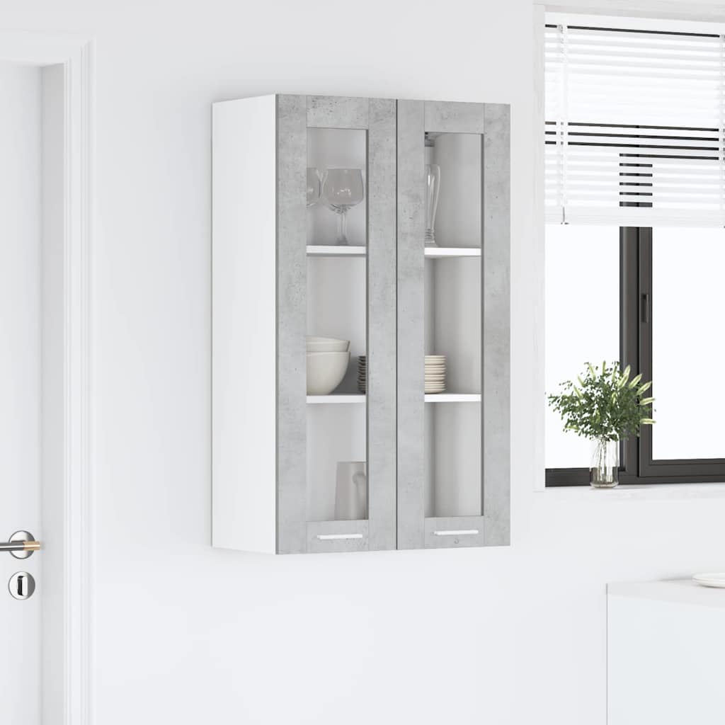 vidaXL Hängeschrank mit Tür Beton Grau 60 x 31 x 100 cm Holzwerkstoff