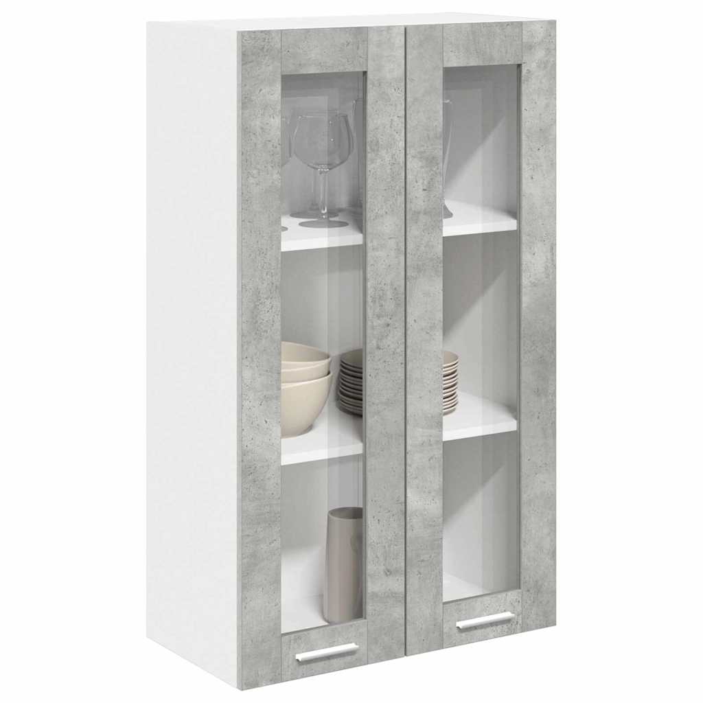 vidaXL Hängeschrank mit Tür Beton Grau 60 x 31 x 100 cm Holzwerkstoff