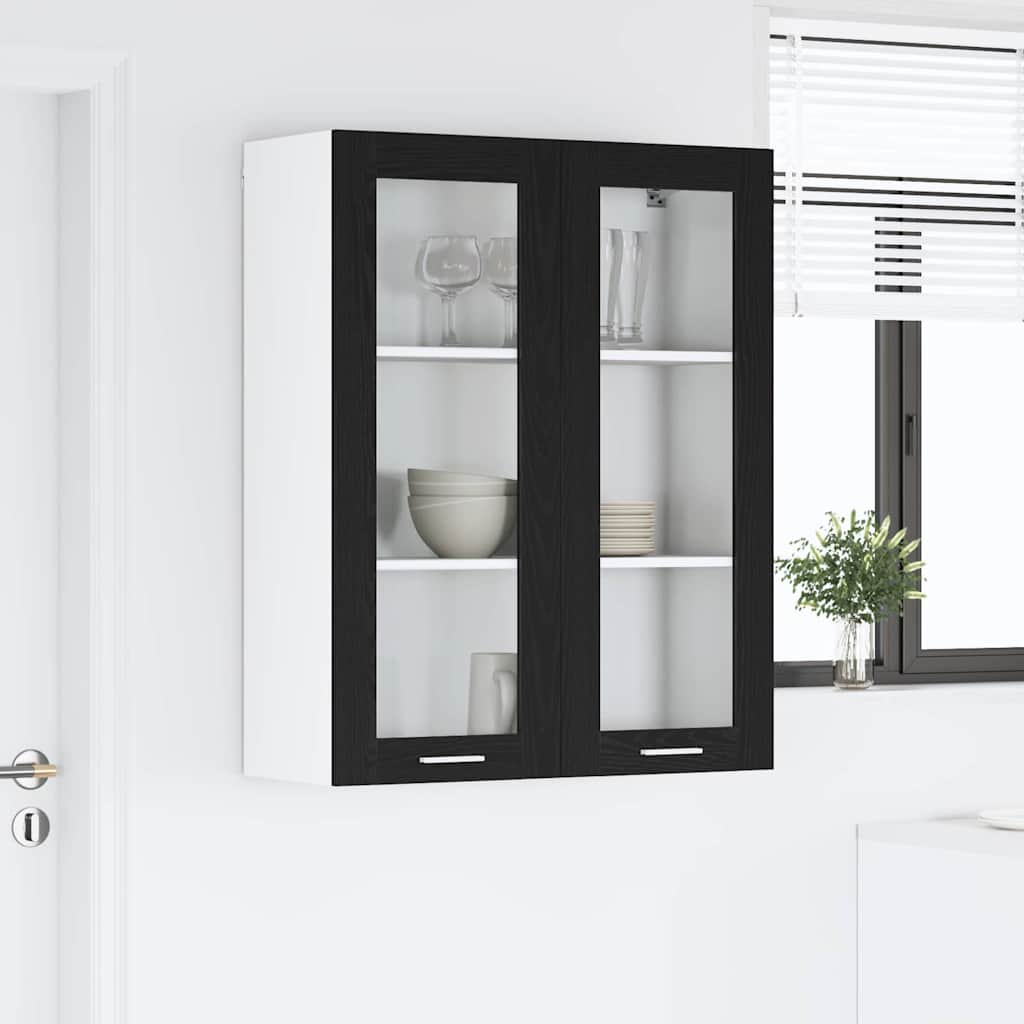 vidaXL Hängeschrank mit Speicher Schwarz Eichen-Optik 80 x 31 x 100 cm