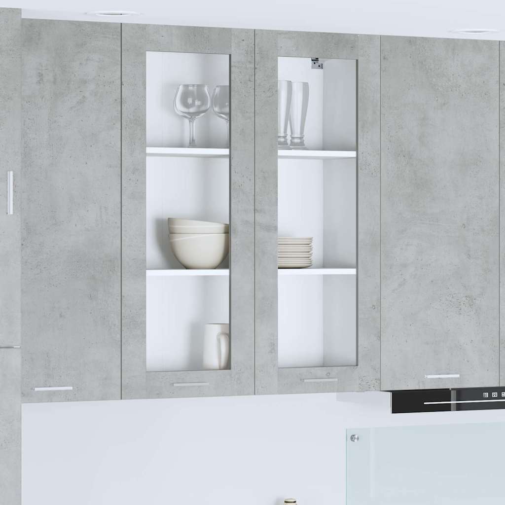 vidaXL Hängeschrank mit Tür Beton Grau 80 x 31 x 100 cm Holzwerkstoff